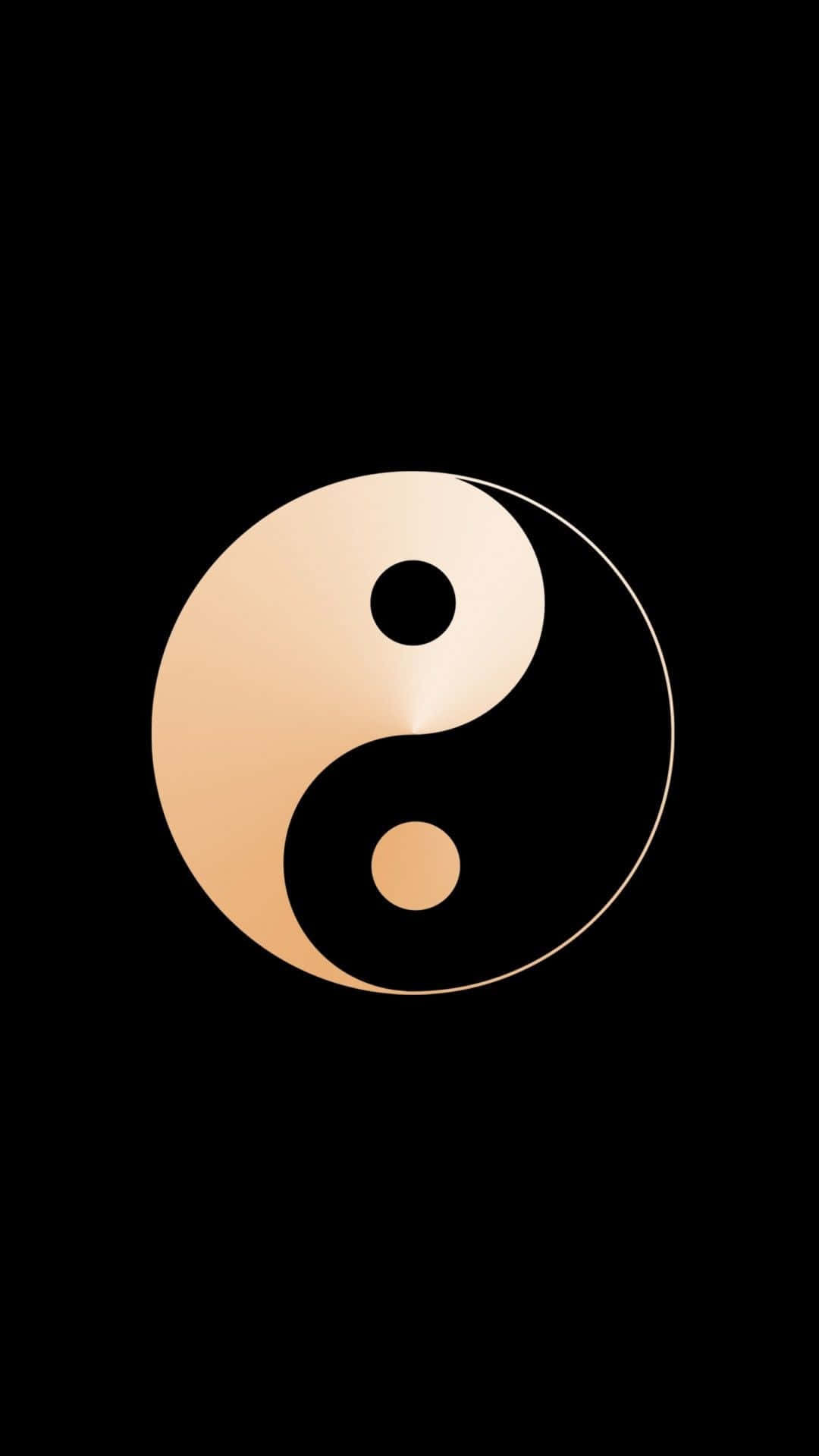 金色和黑色的陰陽符號在黑色背景上