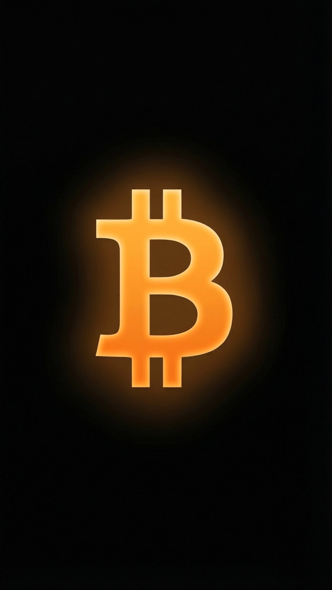 黑色背景上簡潔優雅的發光比特幣符號。