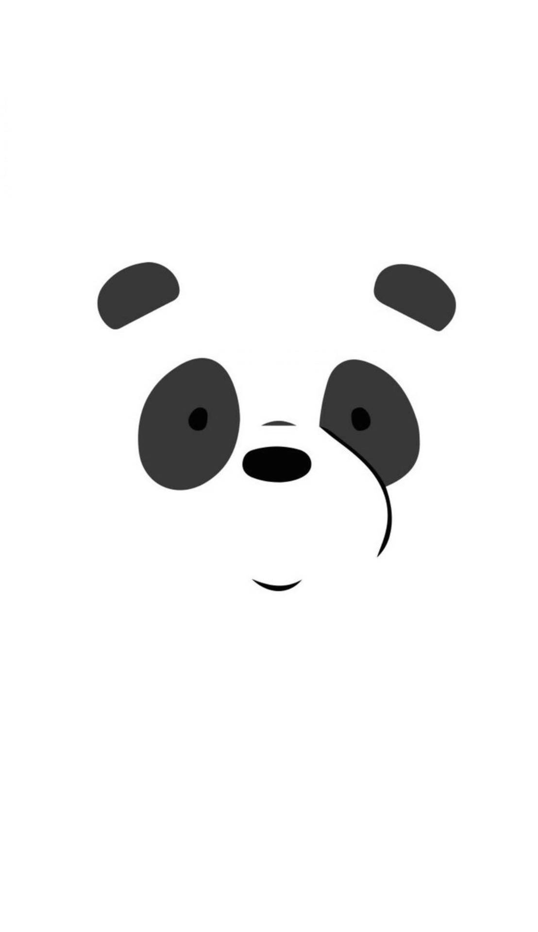 一個帶有溫柔微笑的簡約黑白熊貓臉。