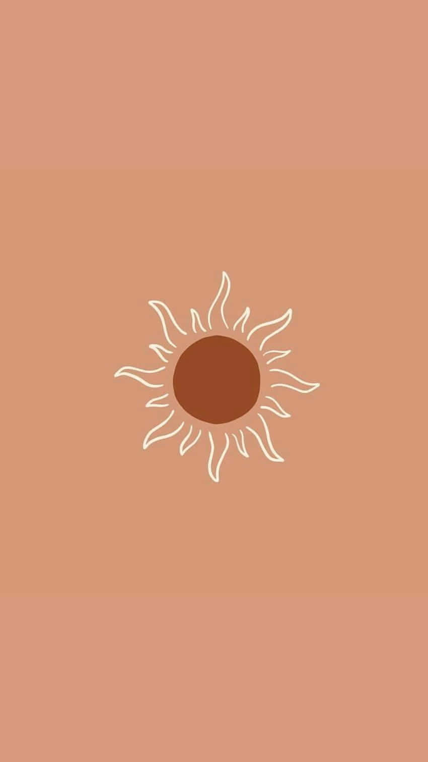 極簡太陽圖標，白色光線在陶土漸變背景上