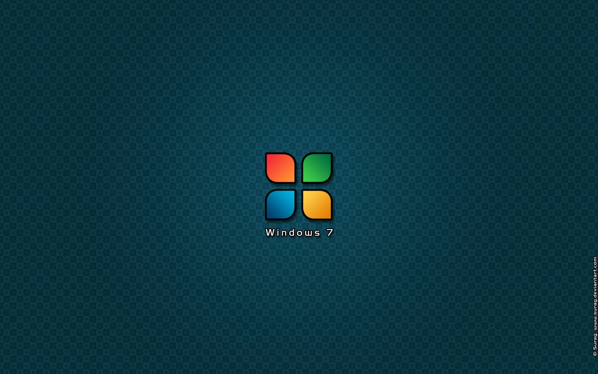 深青綠色網格背景上的 Windows 7 標誌