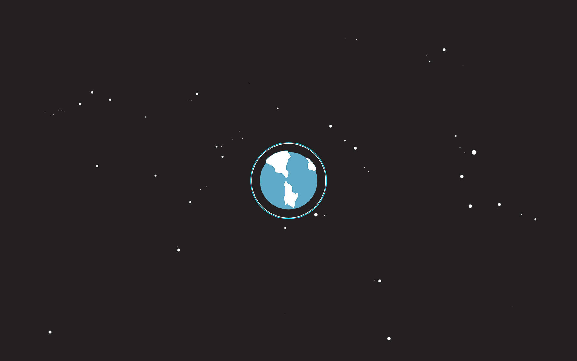 一個藍色地球圖示漂浮在黑暗星空中。