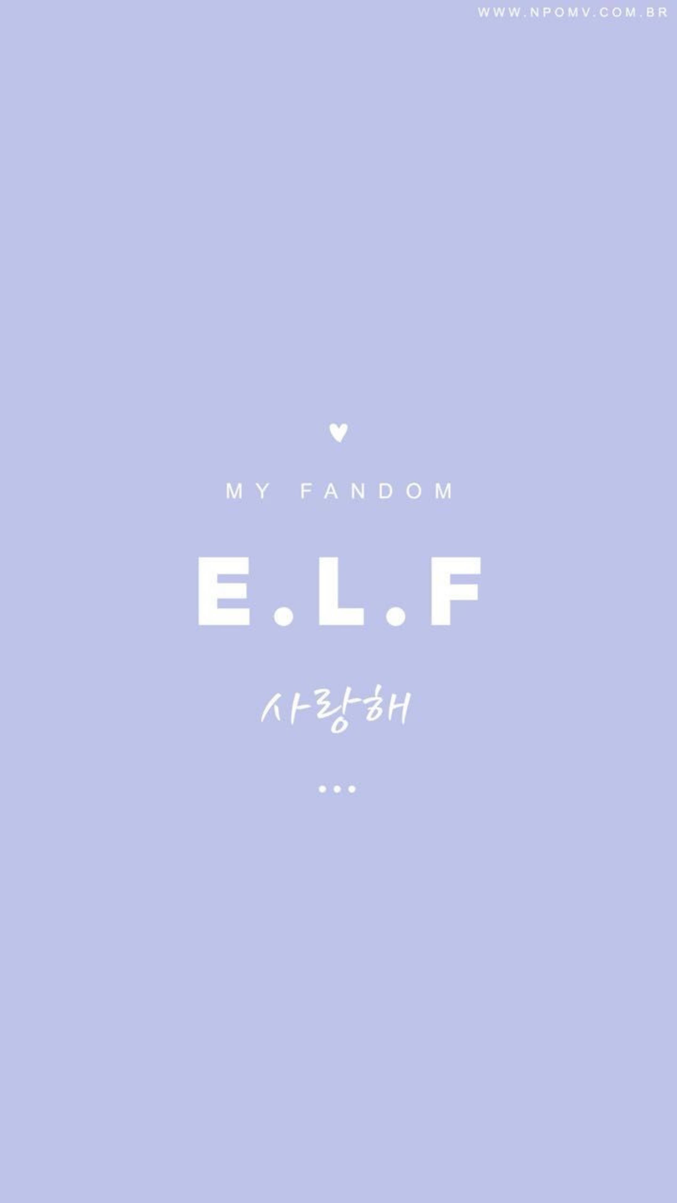 Super Junior E.L.F 壁紙 — 簡約薰衣草背景，白色文字寫著「MY FANDOM E.L.F 사랑해」和一個小心形。
