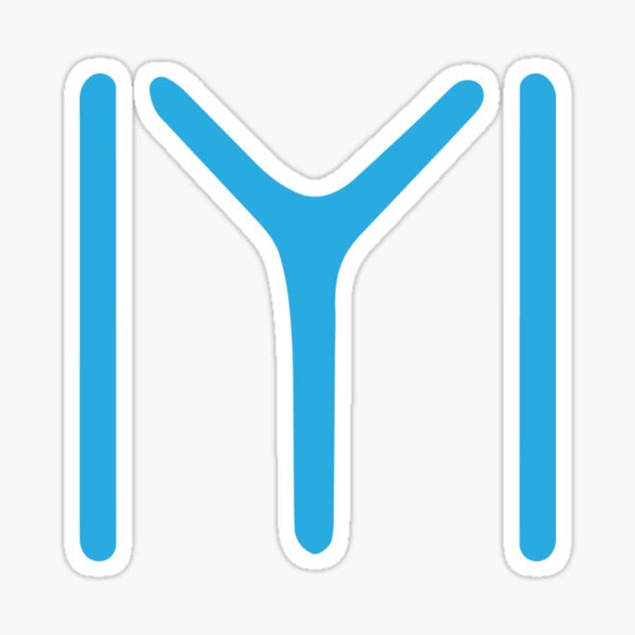 Letter M 桌布 壁紙 — 簡約藍白風格化字母Y貼紙設計，線條清晰，邊緣圓潤。