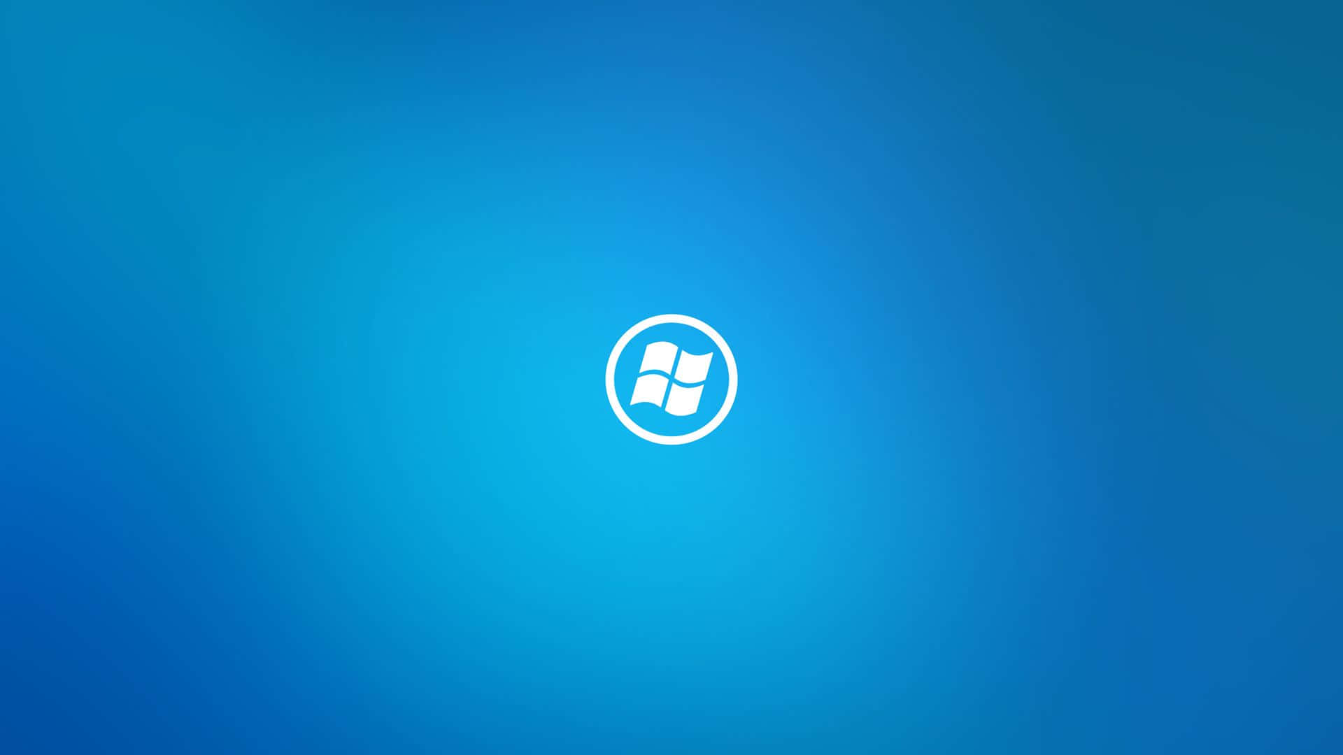 Windows 8 桌布 壁紙 — 簡約藍色漸變牆紙，白色Windows標誌居中於圓形內。