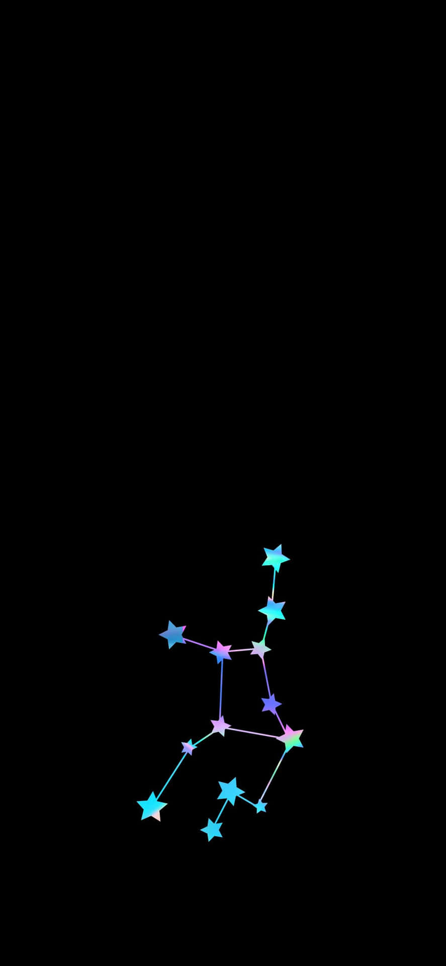 一個在黑色背景下發光的彩色星座。