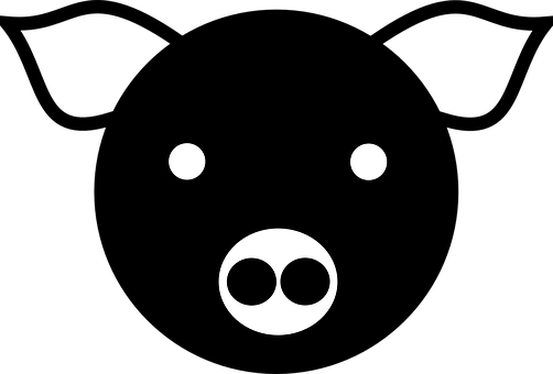 簡約豬隻設計於黑色背景
