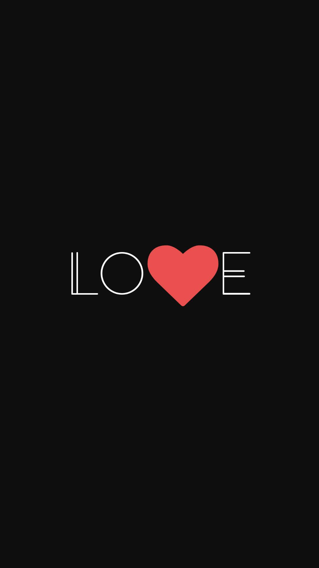 「LOVE」一詞，以紅色心形取代字母O，顯示在黑色背景上。