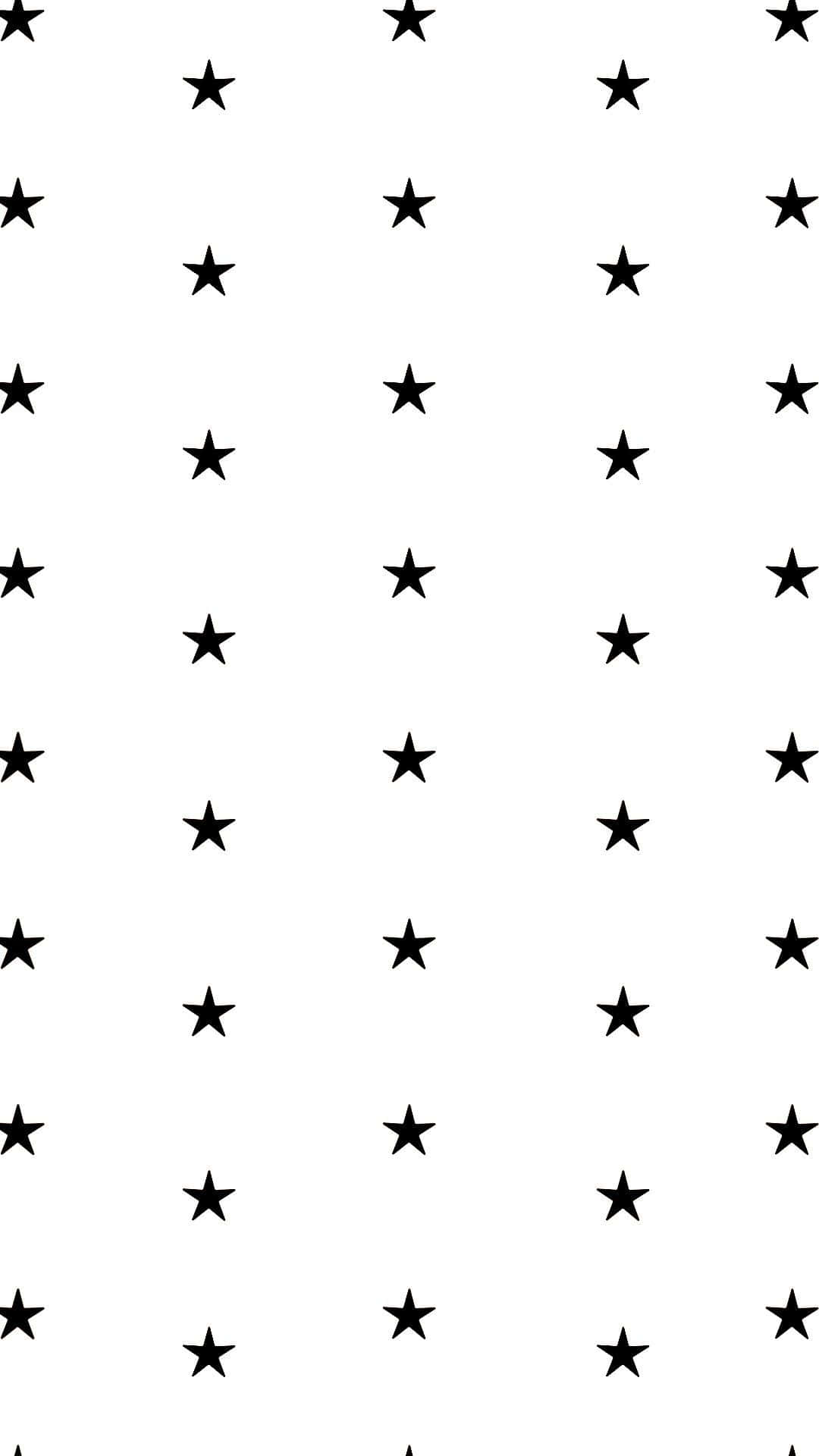 Black And White Star 桌布 壁紙 — 簡約風格牆紙，在純白背景上重複黑色星星形狀。