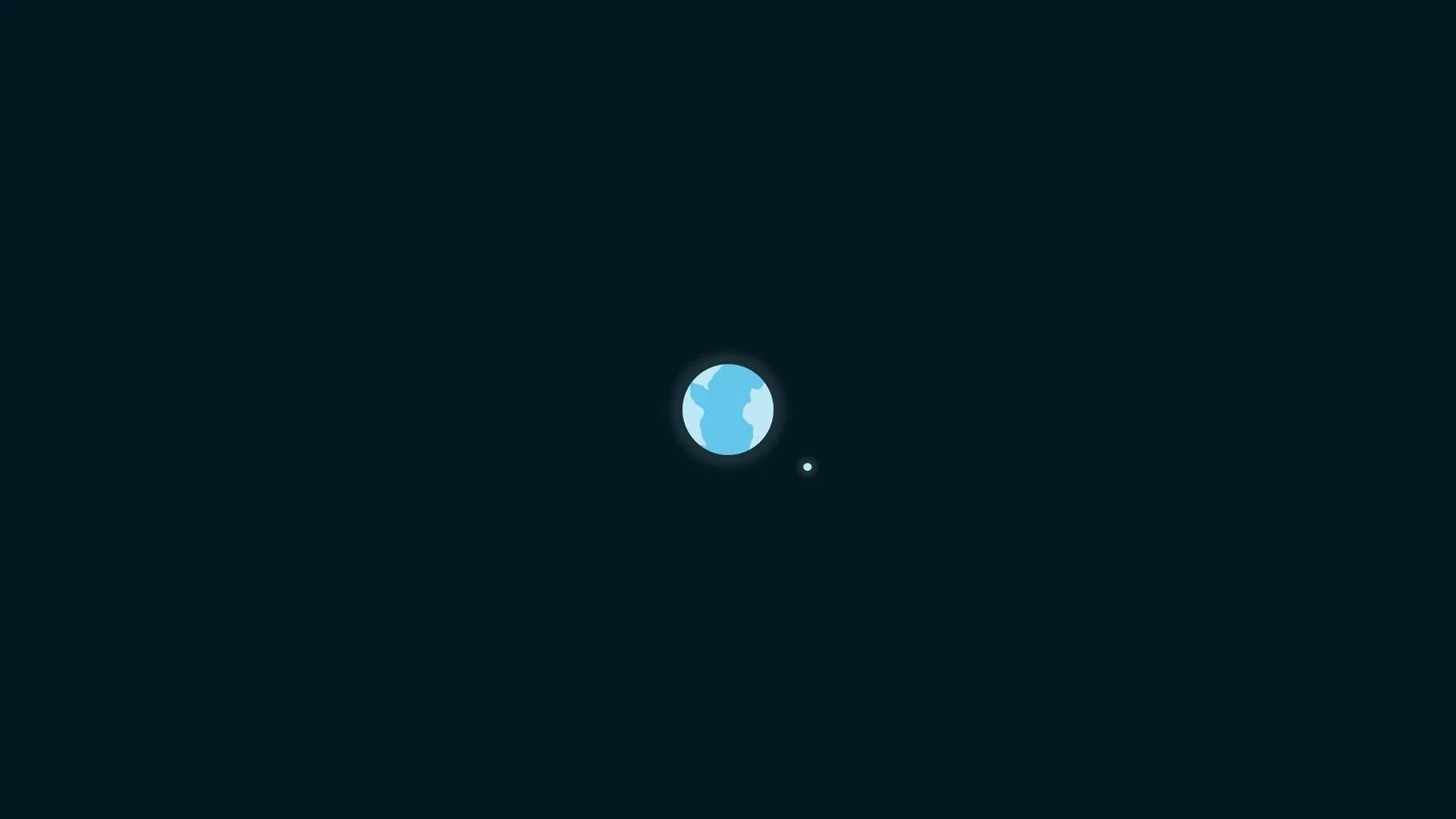 簡約高清地球與月亮 壁紙 — 一顆極簡藍色行星帶有白色雲朵，漂浮在深邃黑色太空中的一顆小衛星旁。
