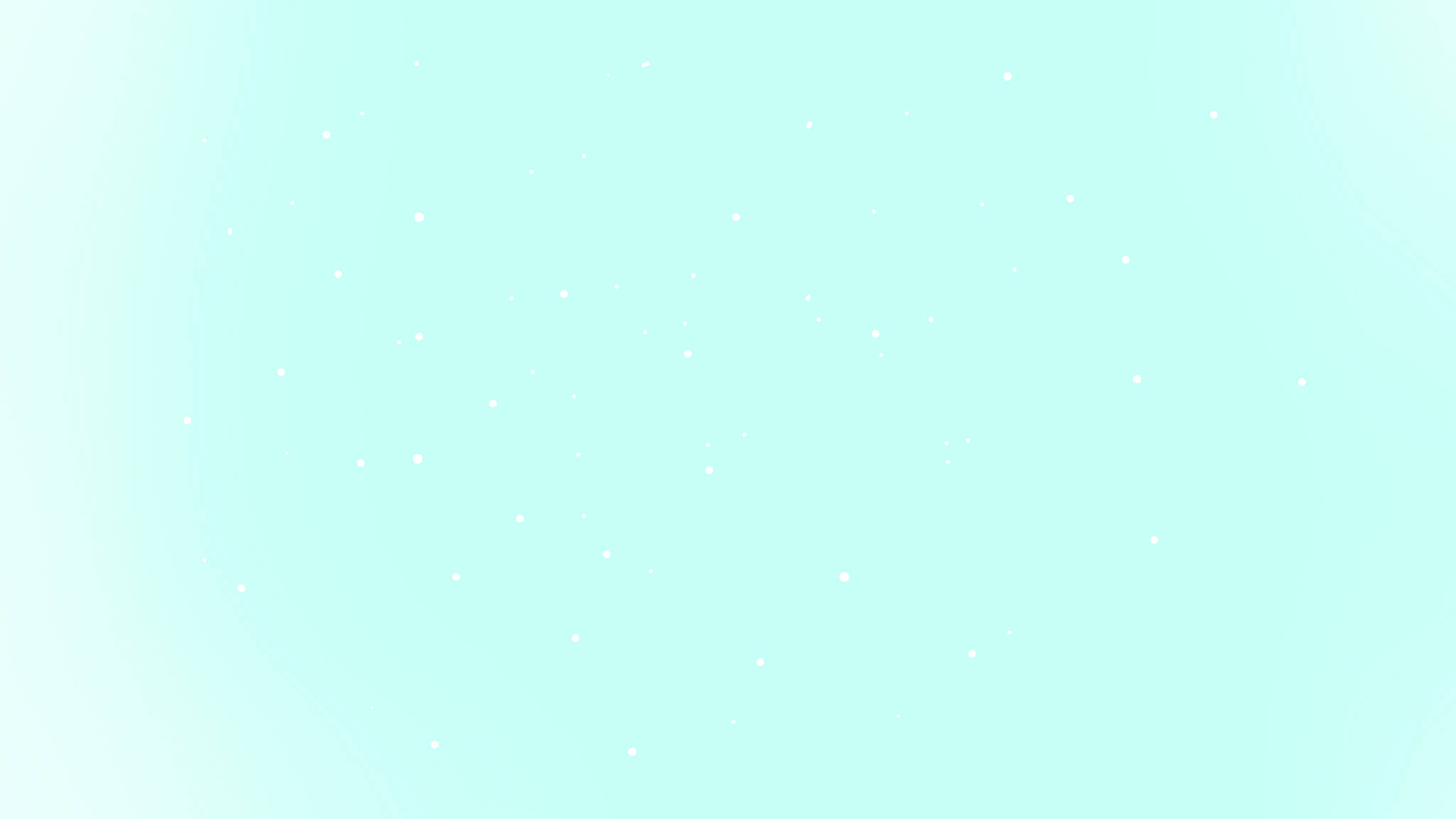 簡約高清藍雪 壁紙 — 柔和的薄荷綠色漸變背景，散落著白色斑點，宛如溫柔的雪花或星星。