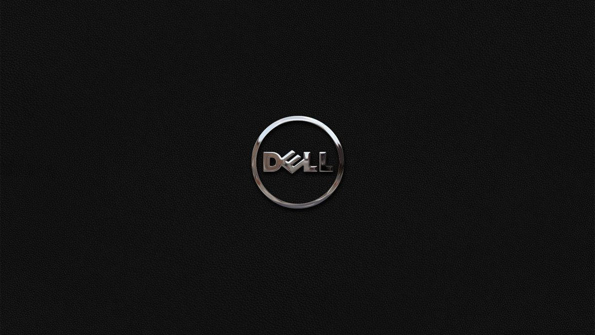 黑色皮革紋理上的 Dell 標誌