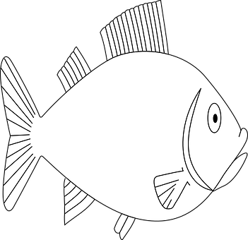 簡約黑白魚類插圖