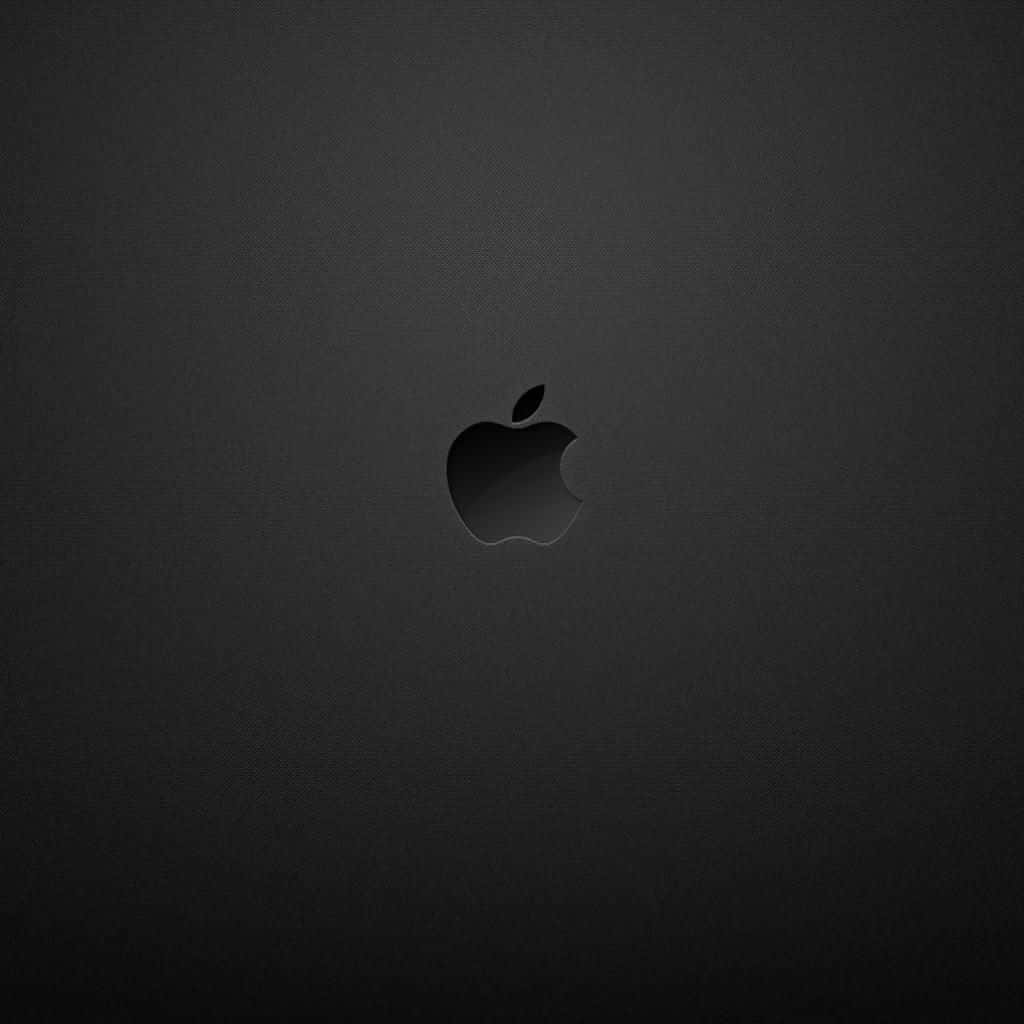 Apple標誌在深色紋理背景上，帶柔和光線