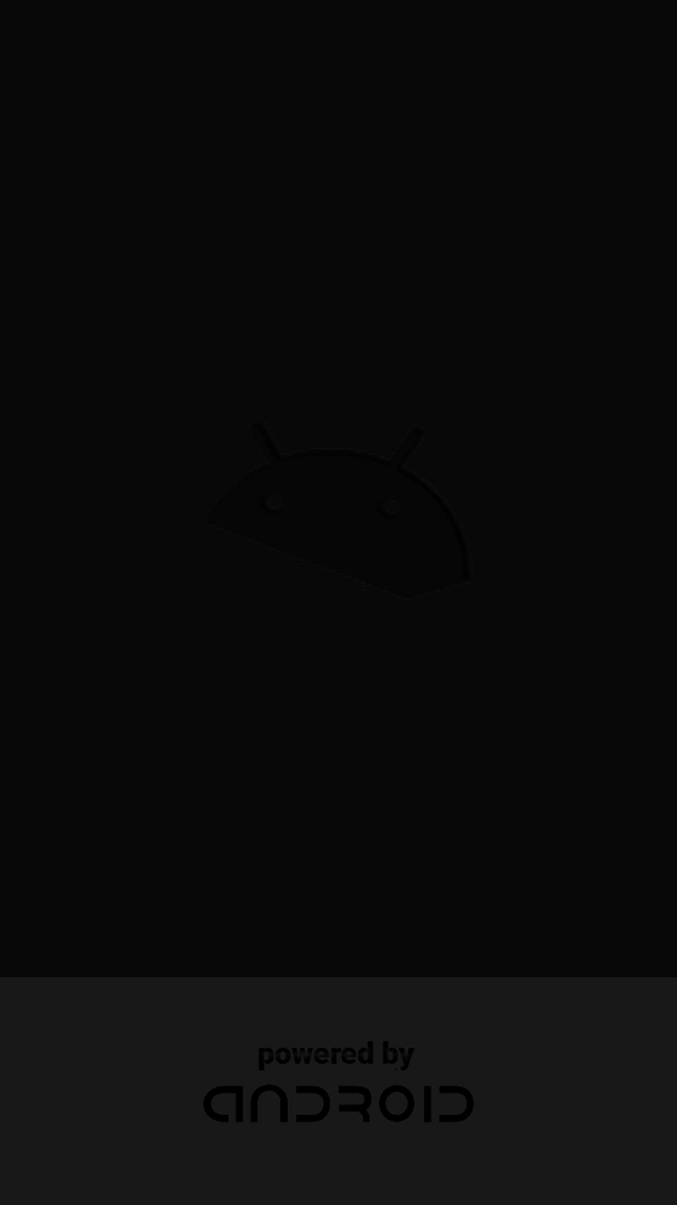 Logo 桌布 壁紙 — 簡約黑色桌布，底部有Android機械人標誌和「powered by android」文字。