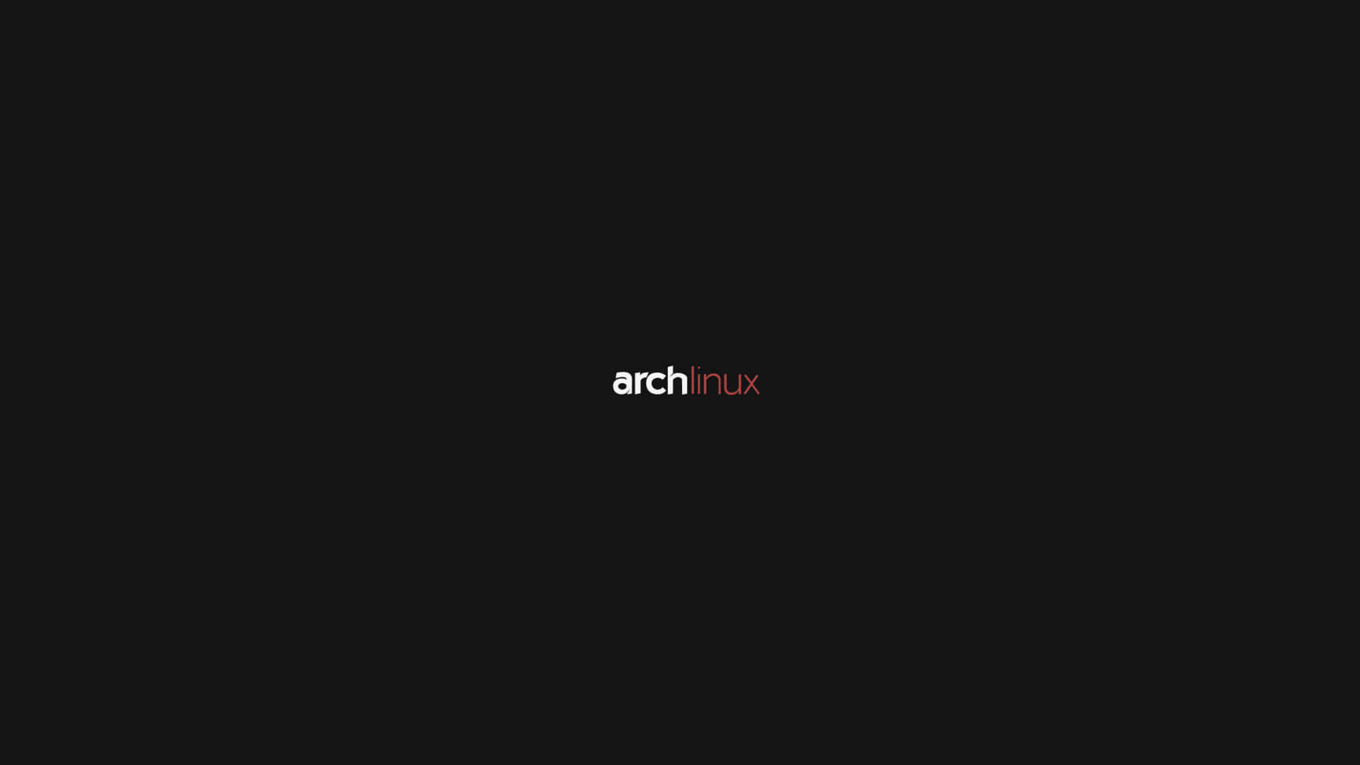 Arch Linux 桌布 壁紙 — 簡約黑色背景，中央放置白色和紅色文字的 Arch Linux 標誌。