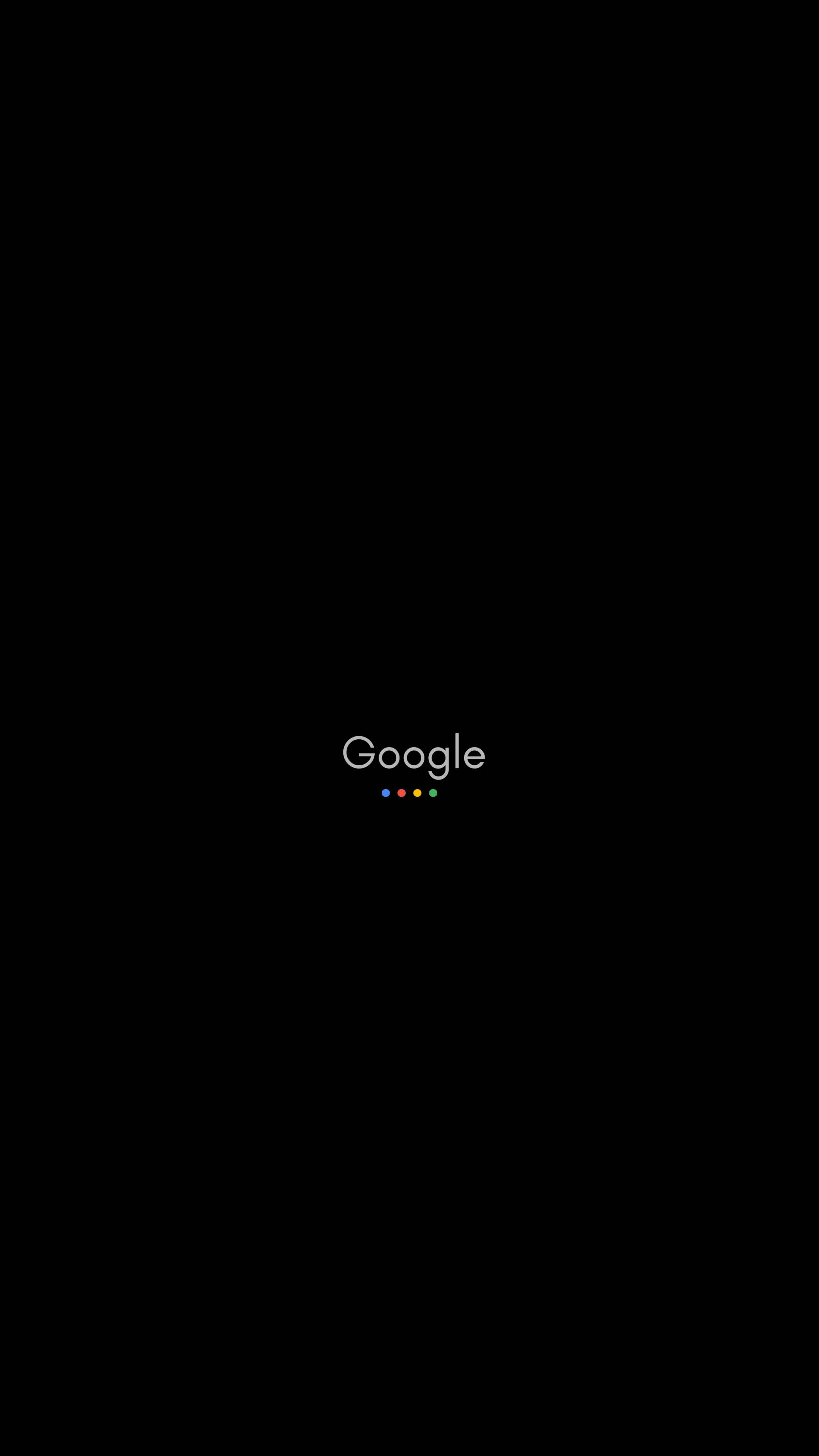 google 桌布 壁紙 — 簡約黑色背景，中央有白色Google標誌，下方有彩色圓點。