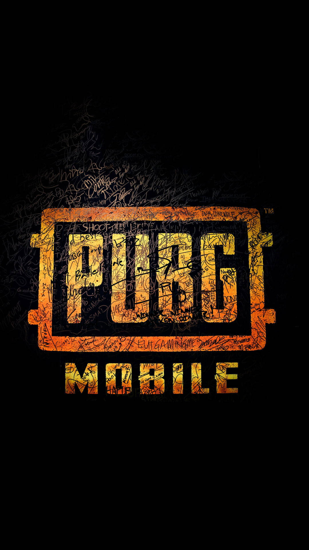 黑色背景上帶有塗鴉紋理的PUBG MOBILE標誌