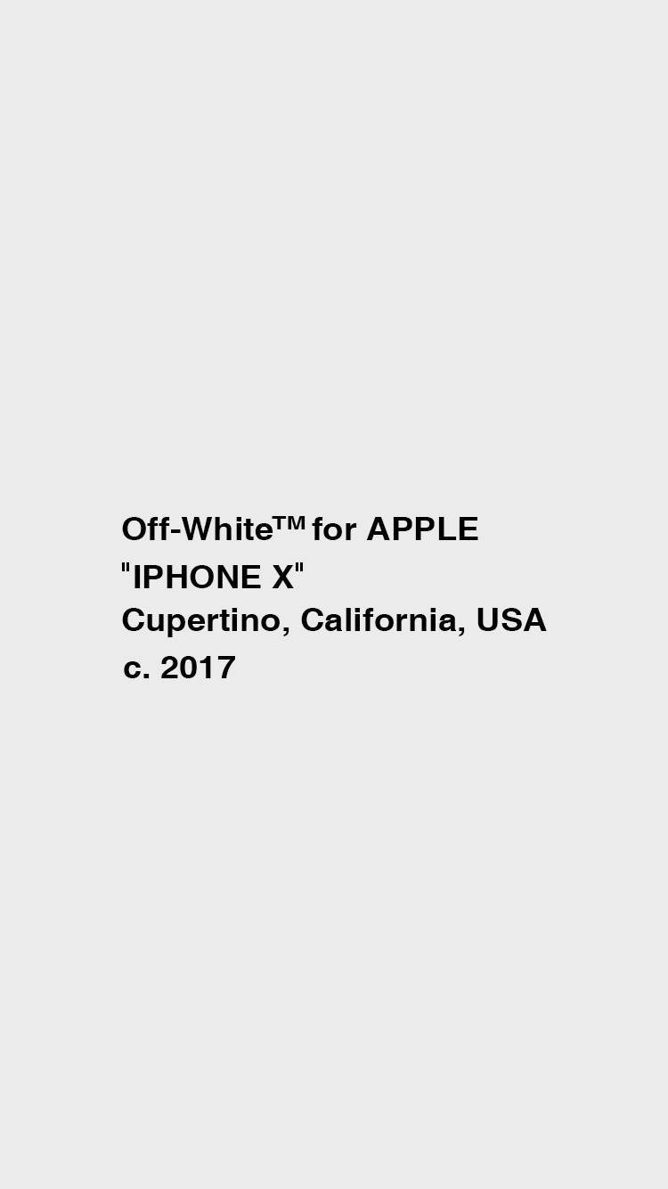 米白iPhone背景 壁紙 — 淺灰色背景上的極簡文字藝術宣佈 Off-White 與 Apple 在 2017 年於庫比蒂諾合作推出 iPhone X。