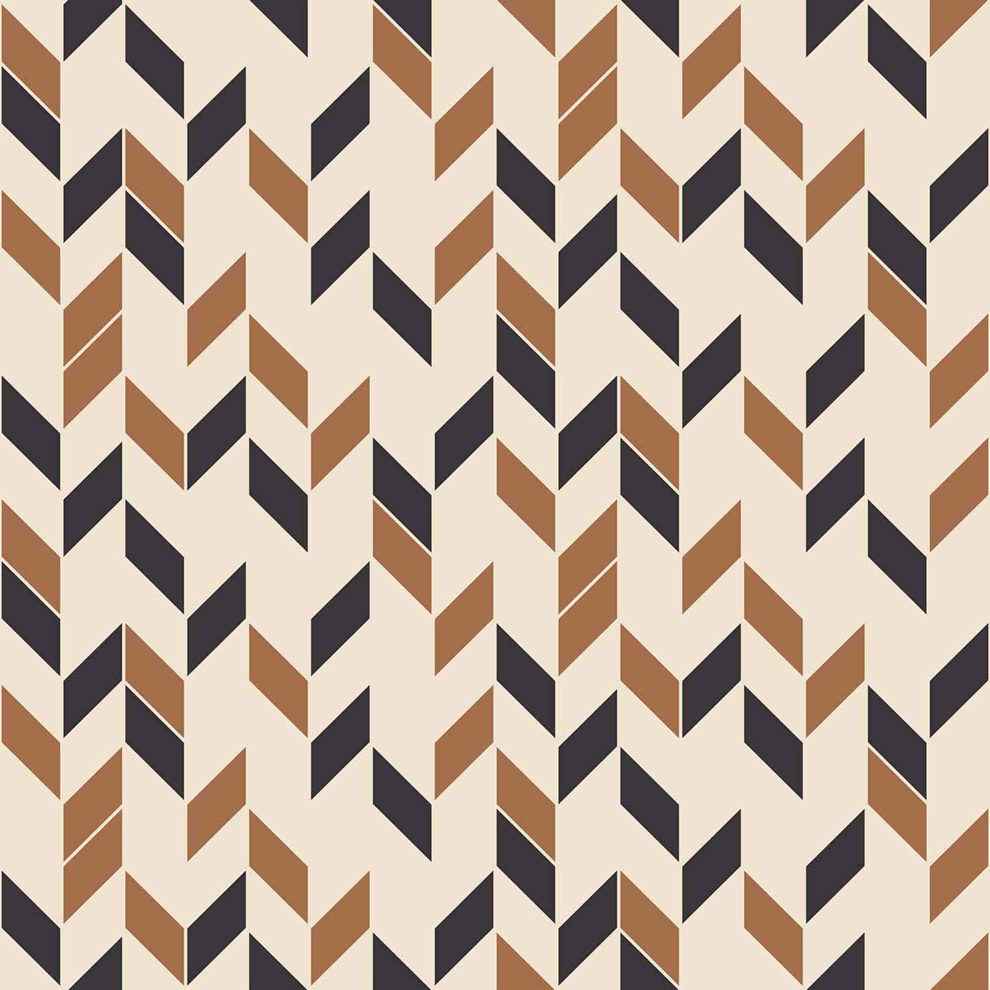 Cute Chevron 桌布 壁紙 — 米色、棕色和黑色的重複人字形圖案，創造出大膽的幾何牆紙設計。