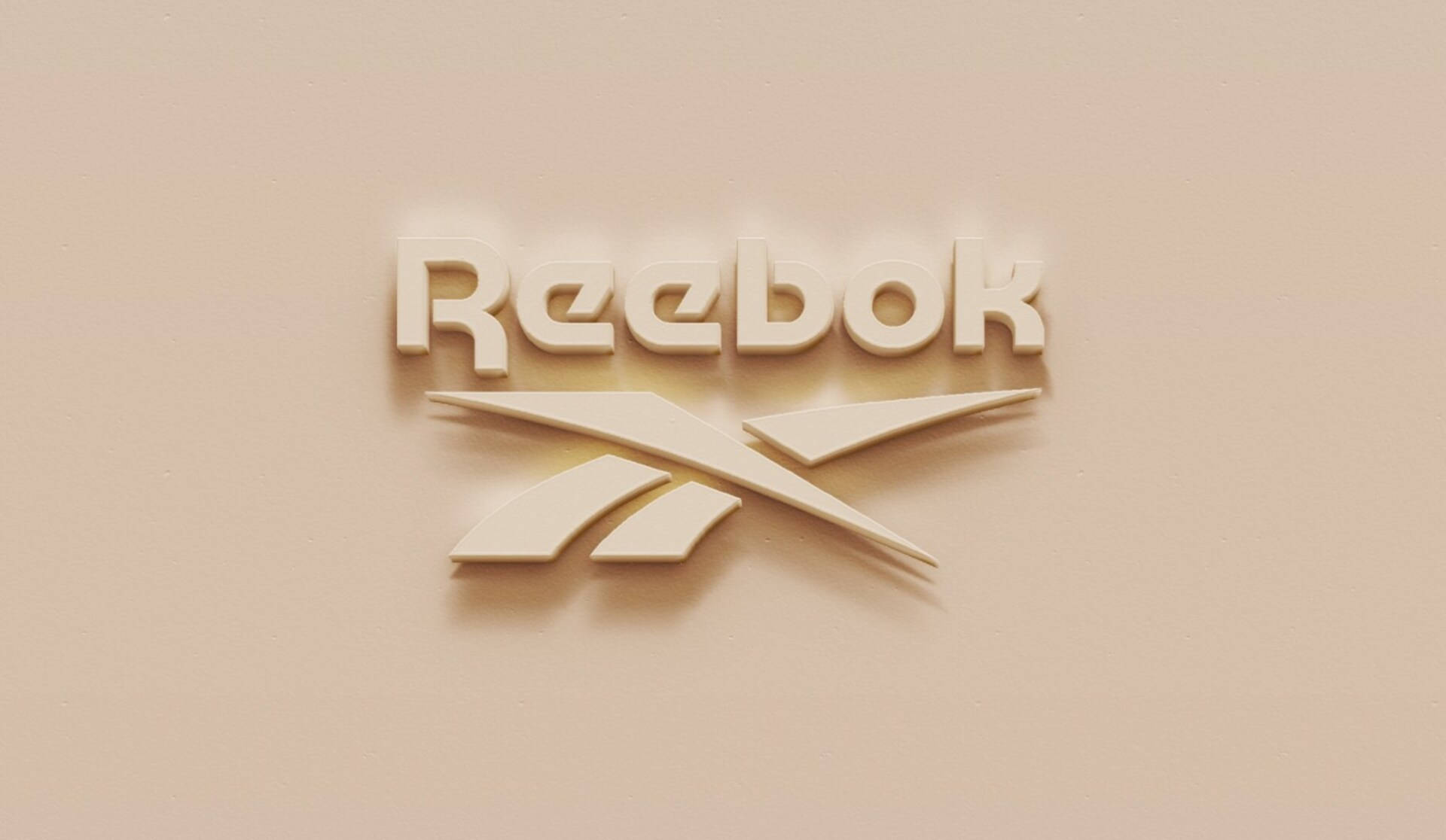 素牆上的米色3D風格Reebok標誌。