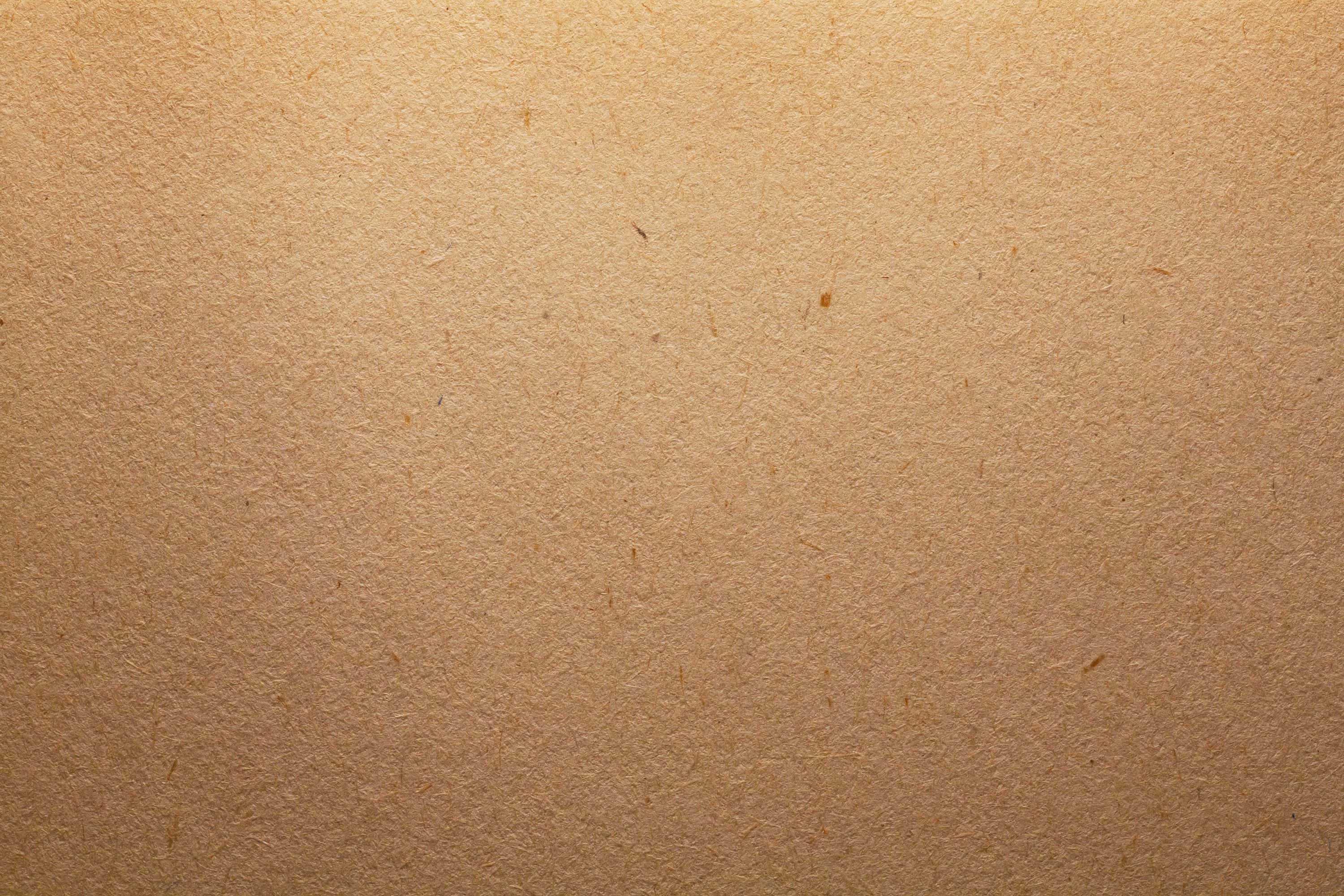 Brown Paper 桌布 壁紙 — 米色紋理紙張的特寫，帶有細微纖維和微弱斑點，在柔和光線下。