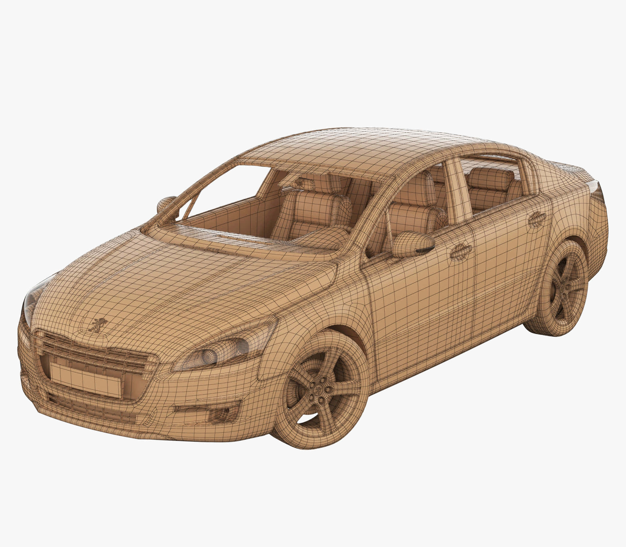 3d Modeling 桌布 壁紙 — 米色線框3D模型嘅房車，喺影樓燈光下以純色背景展示。