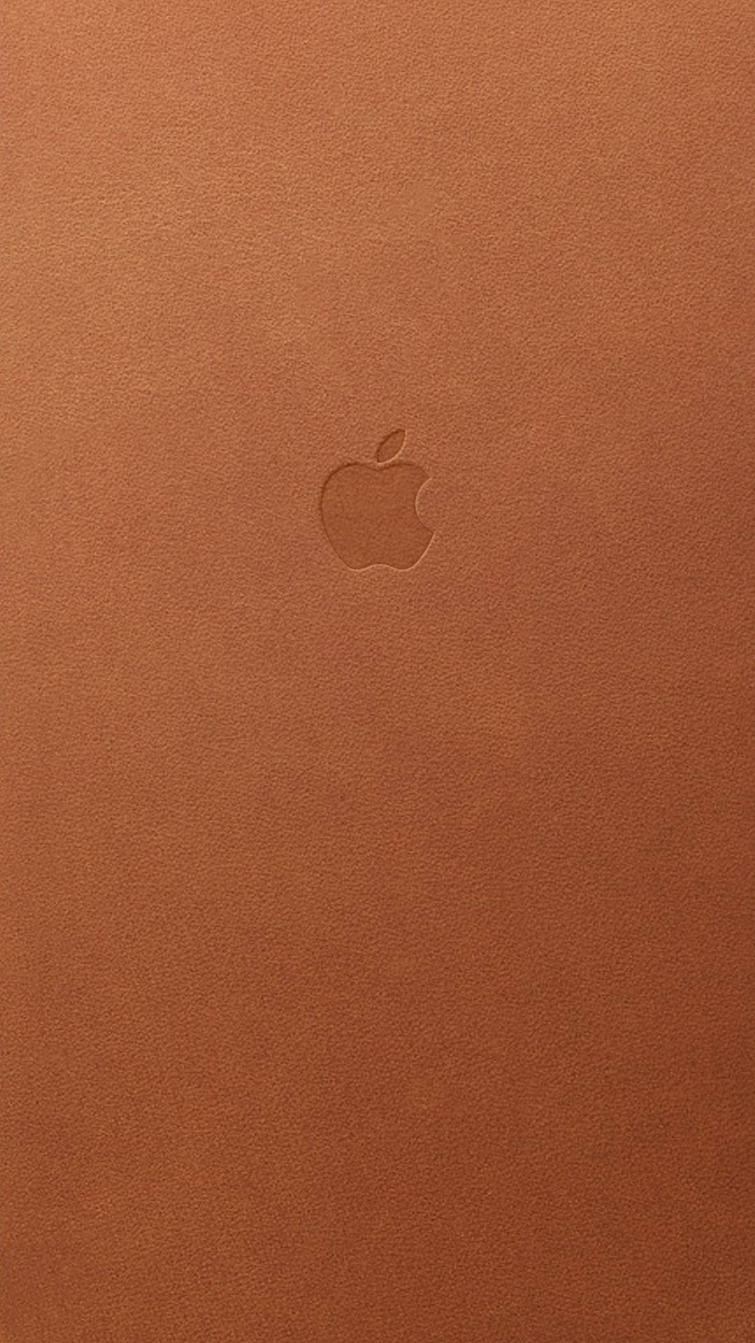 Apple 標誌壓印在棕色皮革表面