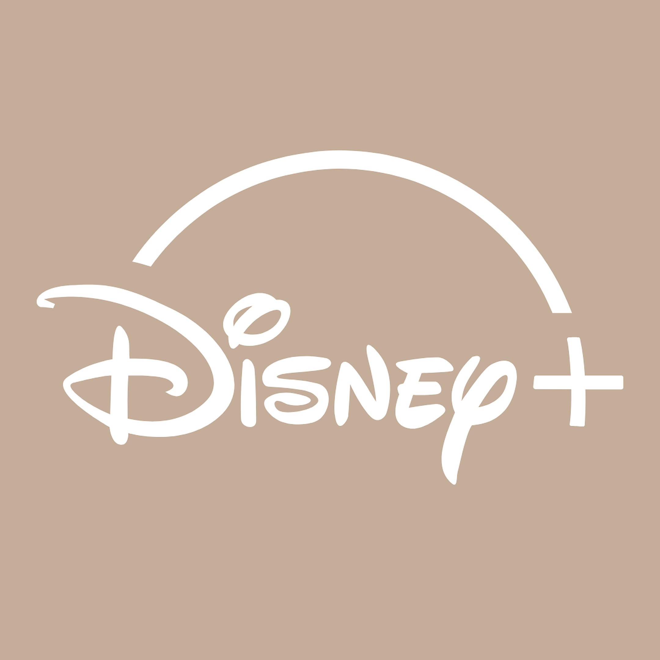 米色迪士尼+標誌 壁紙 — Disney+ 標誌以白色字體和弧線呈現，背景為純米色。