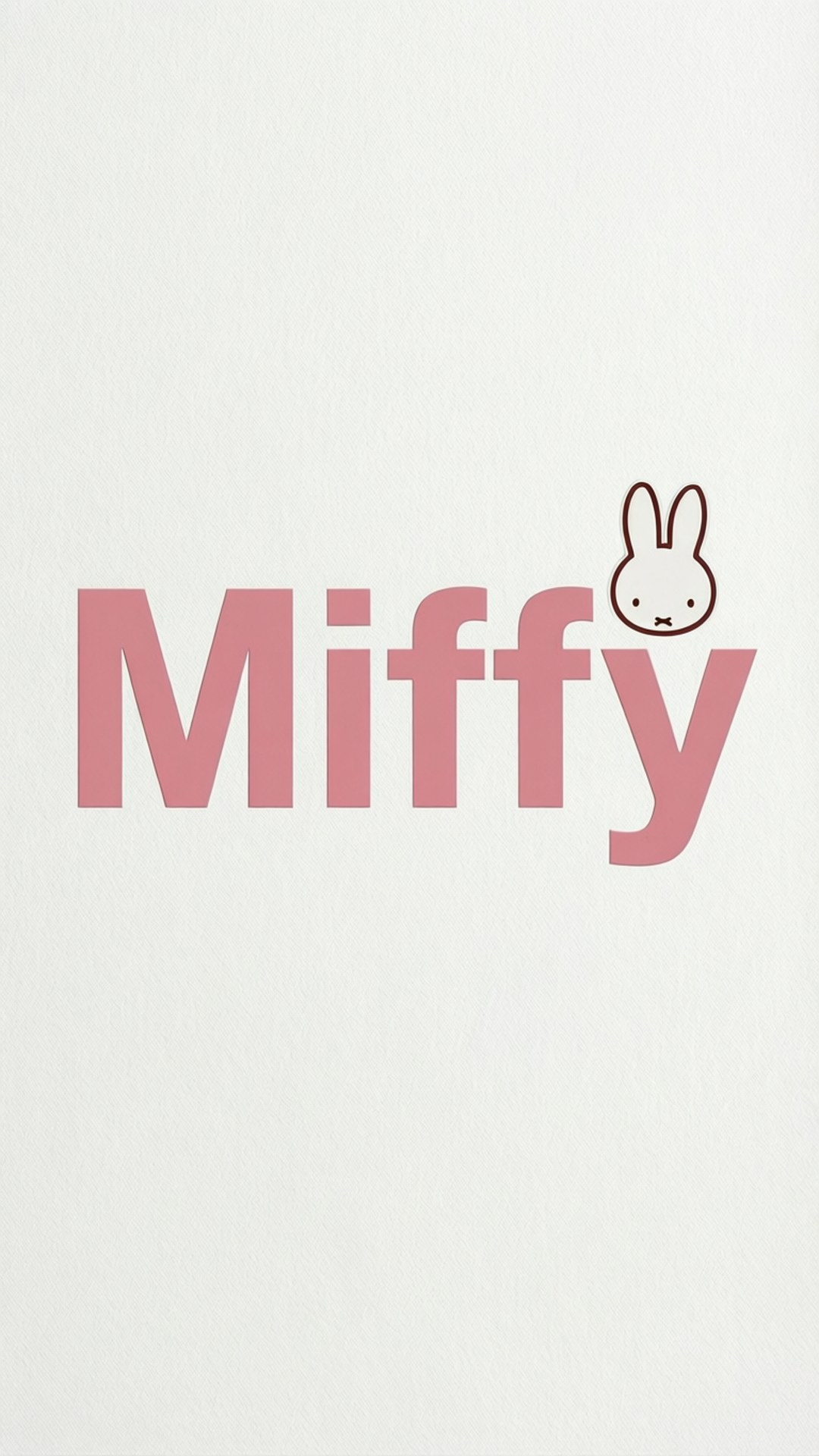 粉色Miffy標誌，兔頭在有紋理的米白色背景上