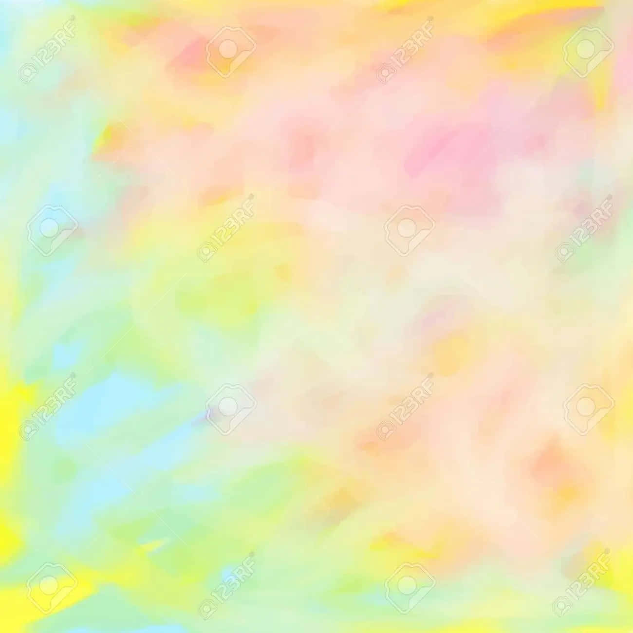 模糊嘅水彩背景，帶有粉彩粉紅、黃、綠同藍色調。