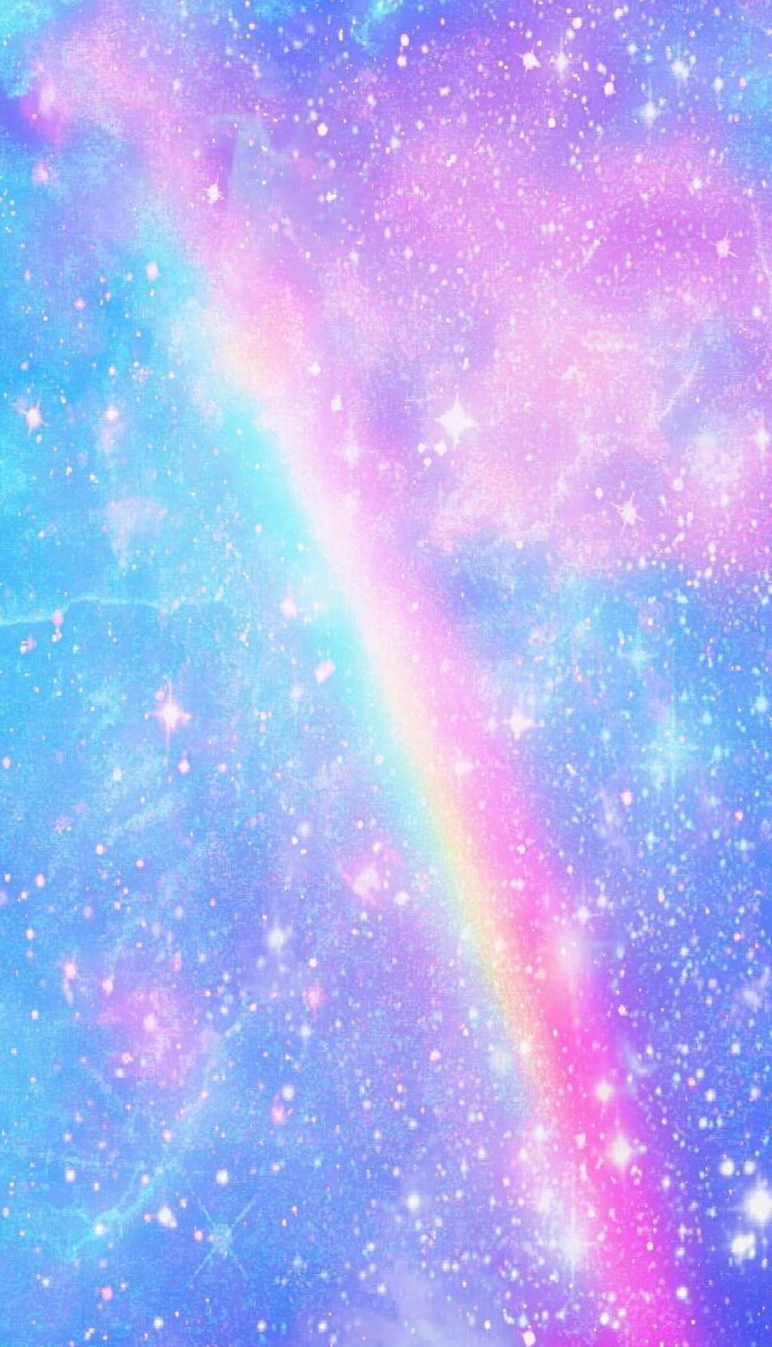 充滿活力的宇宙場景，彩虹流星和閃爍星星在粉彩星雲中。