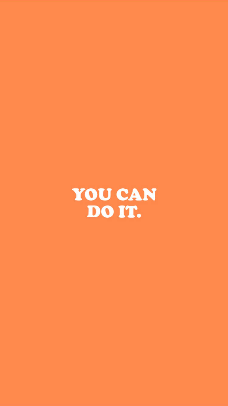 粉橙色系溫柔背景文字 壁紙 — 粗體白色文字「YOU CAN DO IT」居中顯示在純色鮮豔橙色背景上。