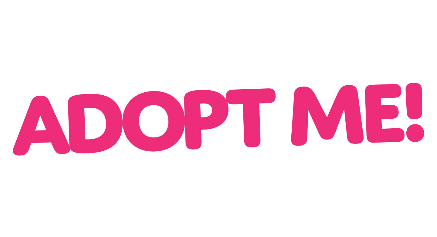 白色背景上粉紅色粗體文字寫著 adopt me