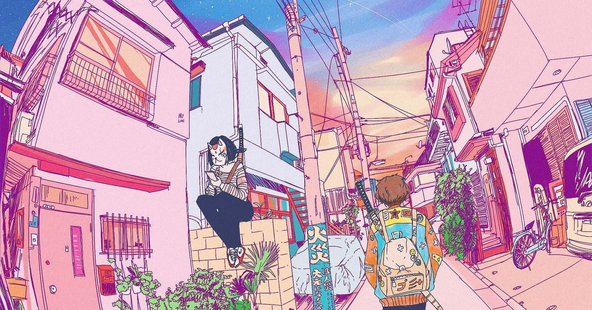 粉紅動漫美學圖片 壁紙