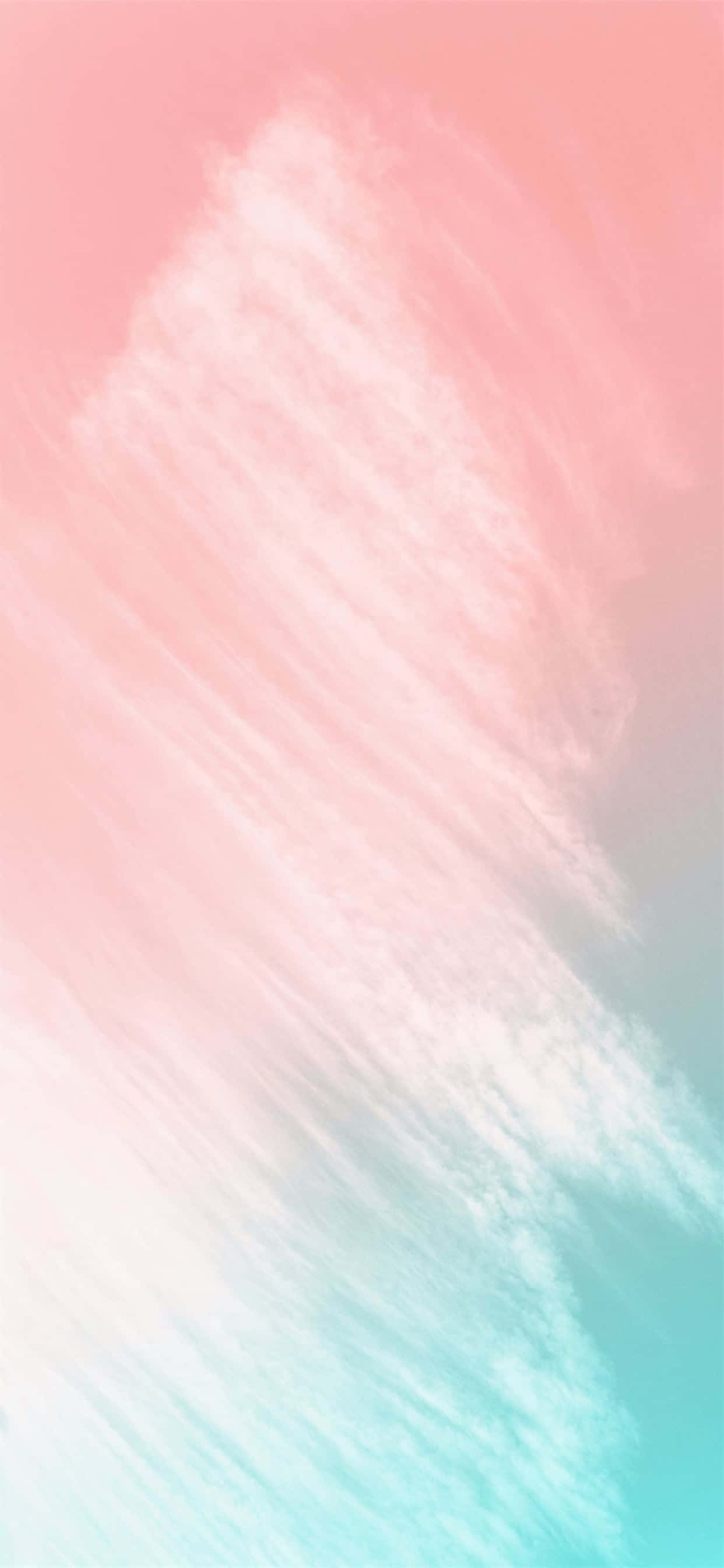 粉紅同土耳其藍底色，襯埋白雲 壁紙