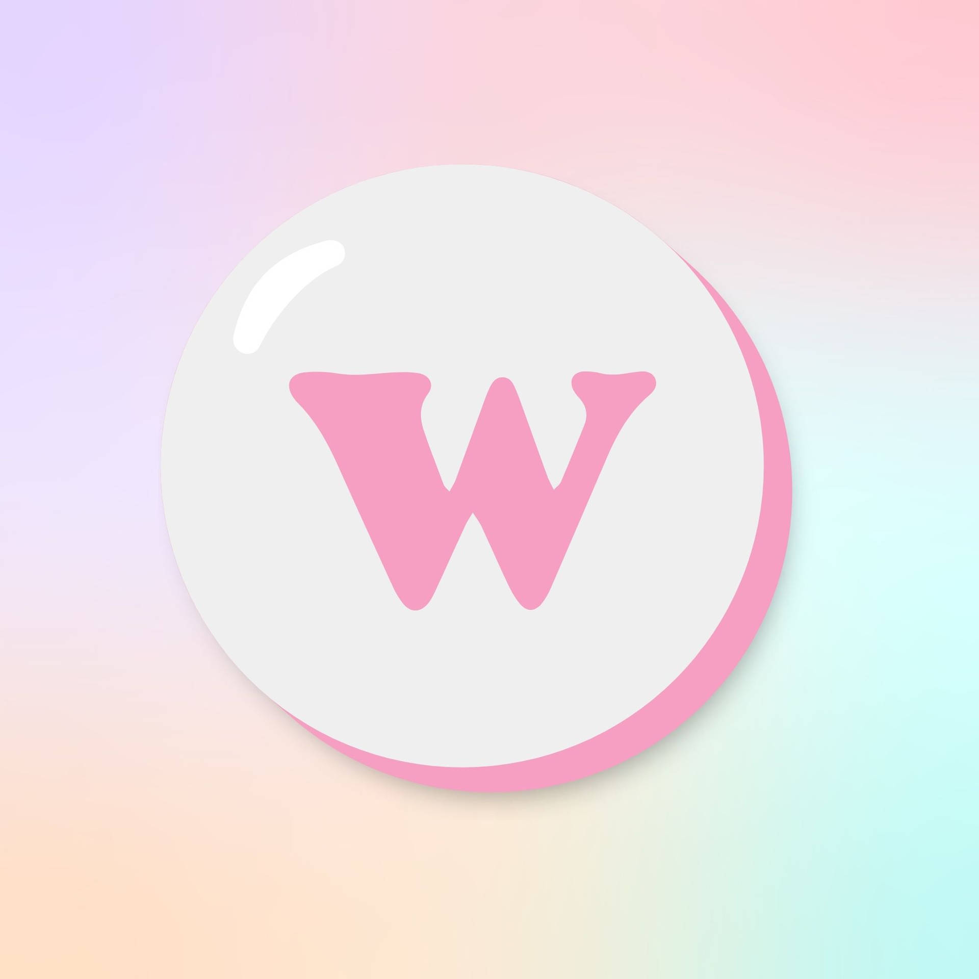 粉彩漸變背景上，白色圓圈內的粉紅色字母W。