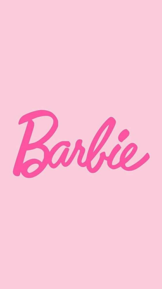 柔和粉紅色背景上的粉紅色 Barbie 標誌。