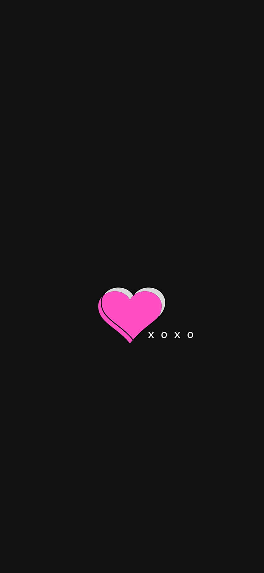 粉紅色心形帶 xoxo 文字在黑色背景上