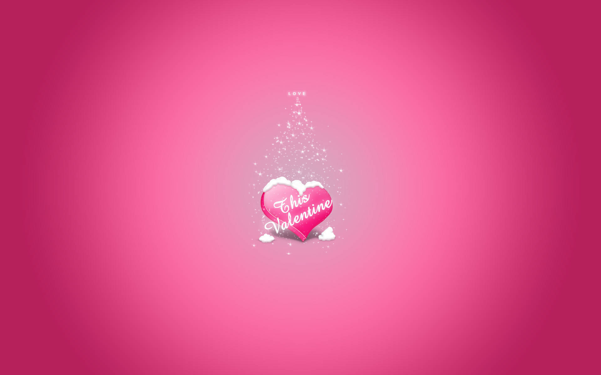 粉紅色心形，帶有「This Valentine」文字和閃光，漸變粉紅色背景。