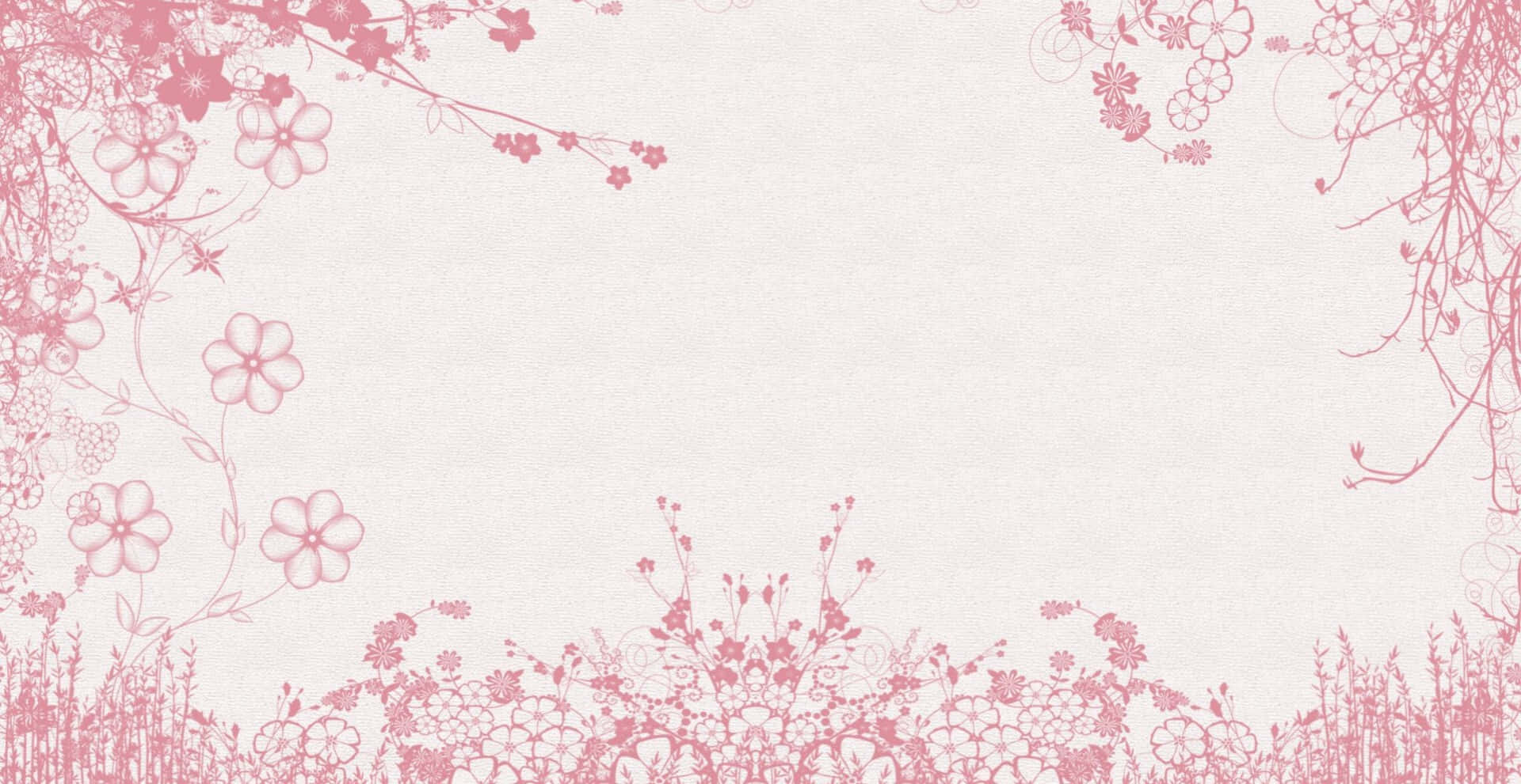 紋理米白色背景上的粉紅色花卉邊框設計。
