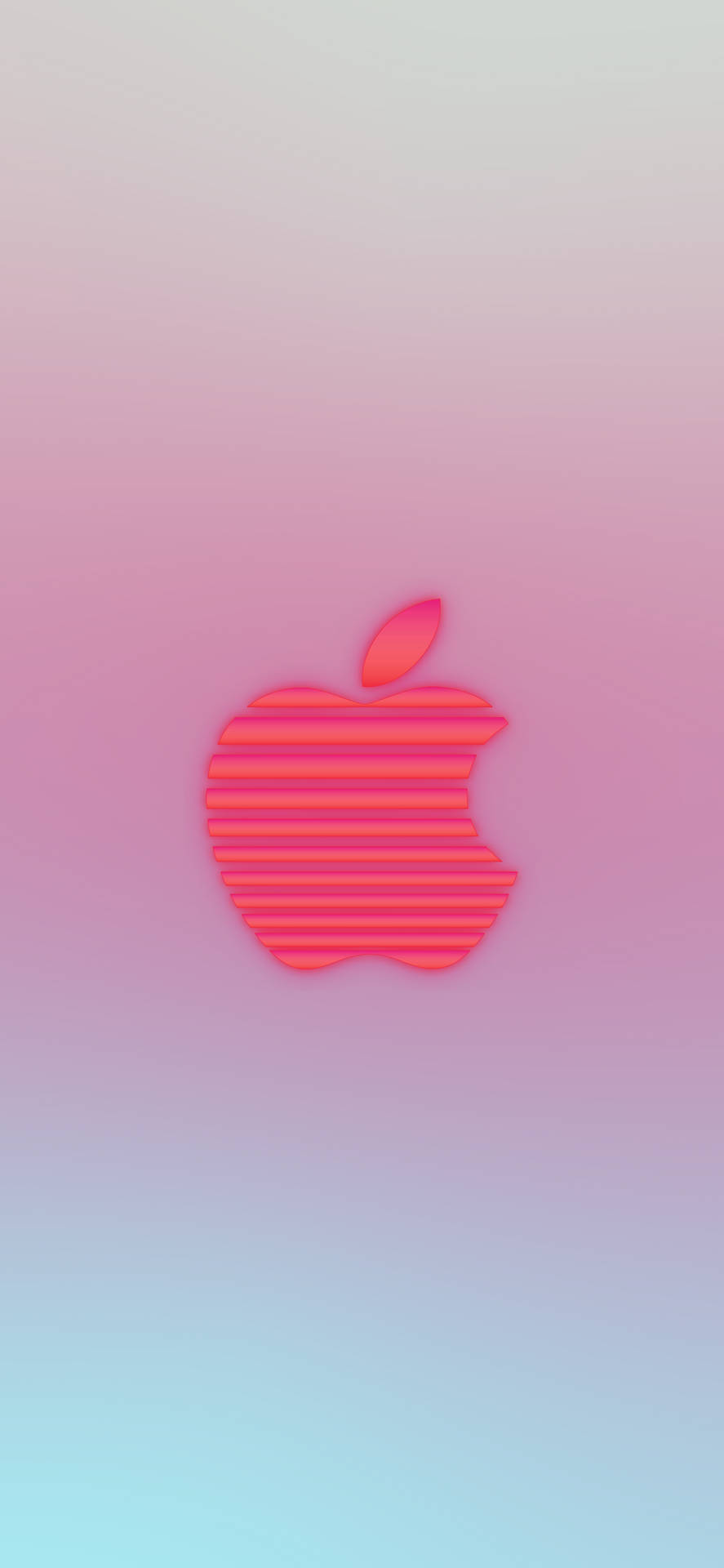 粉紅和藍色漸變背景帶有發光Apple標誌。