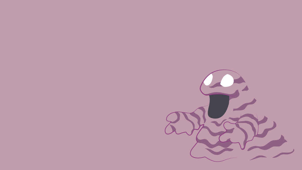 粉紅極簡主義 Grimer 壁紙 — 一個極簡風格的紫色幽靈，白色眼睛和張開的嘴巴，漂浮在純色淡紫背景上。
