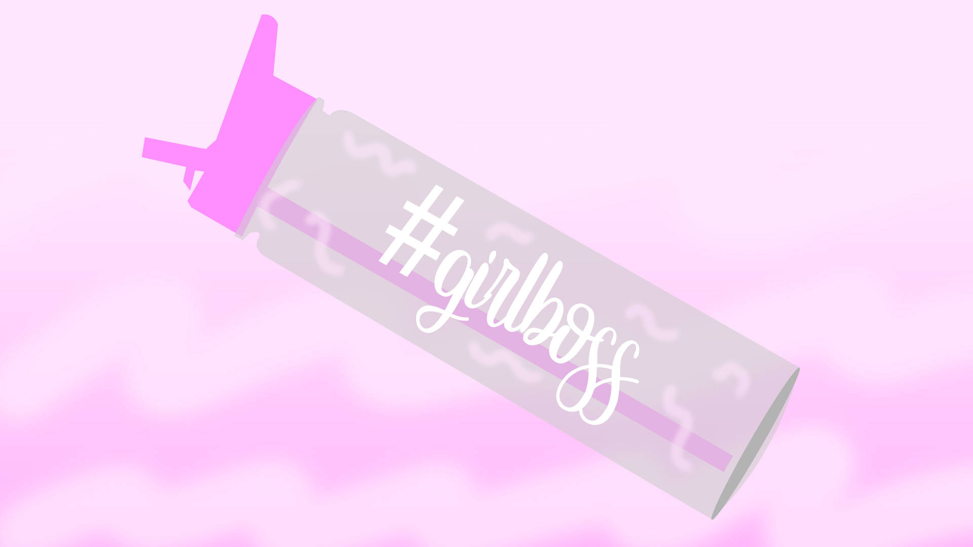 粉紅色噴霧罐帶有 girlboss 文字在粉彩色粉紅背景上