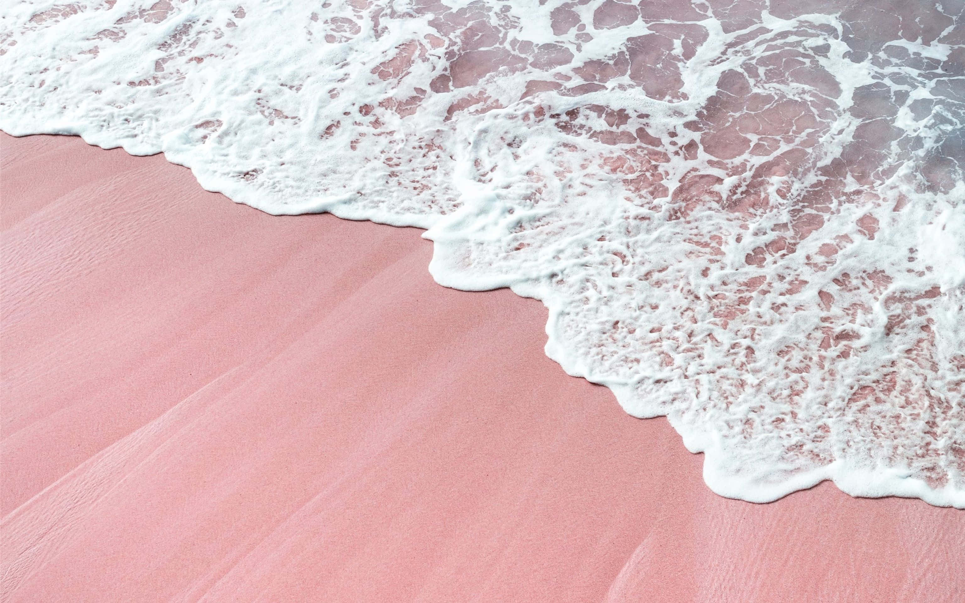 粉紅沙灘海浪與粉沙 壁紙