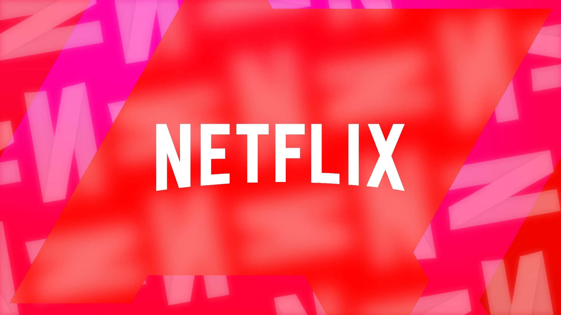 Netflix 標誌在紅色和粉紅色幾何背景上