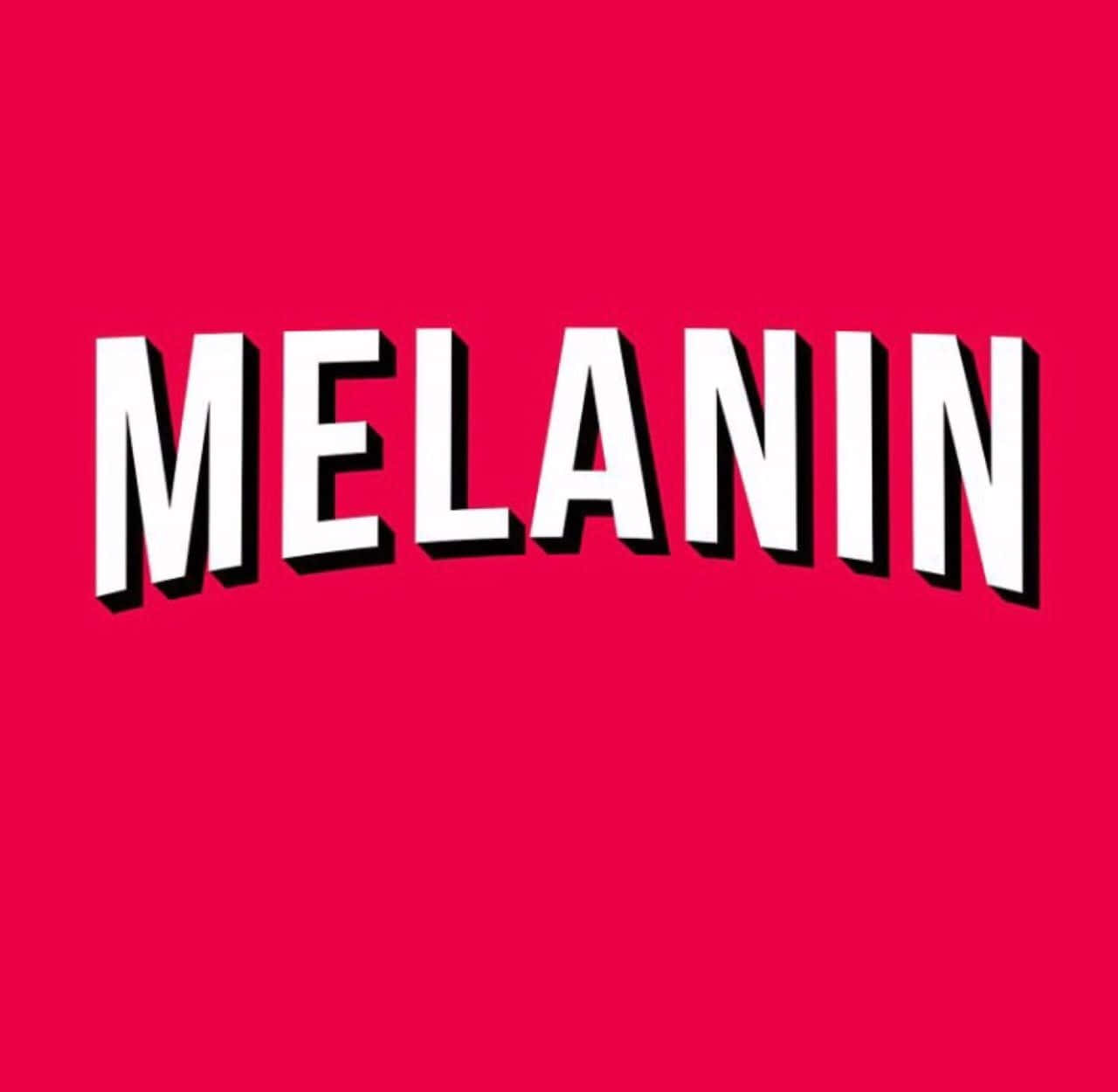 紅色背景上拼寫melanin的粗體白色文字。