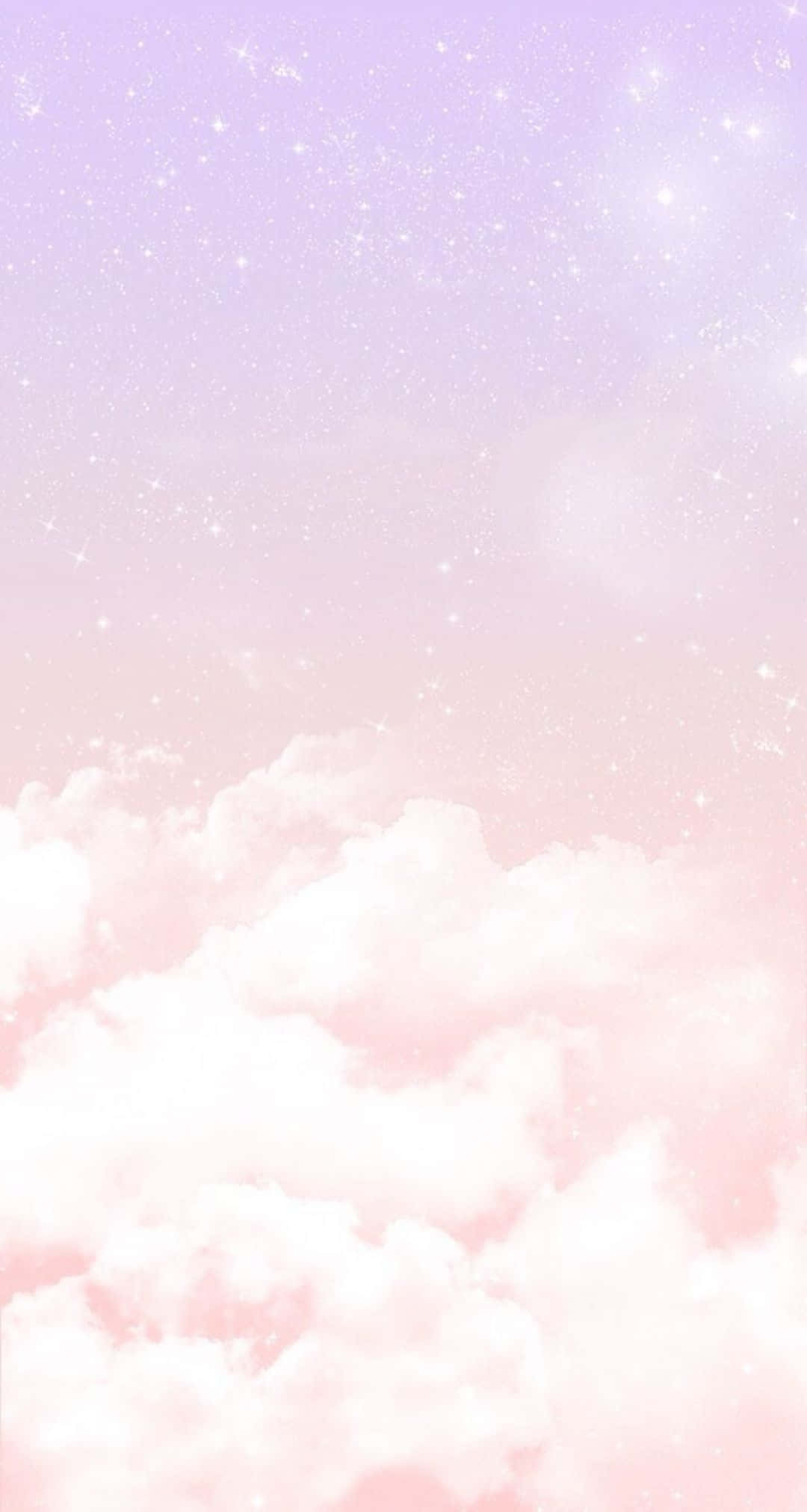 粉紅與紫色的天空，雲朵與星星 壁紙