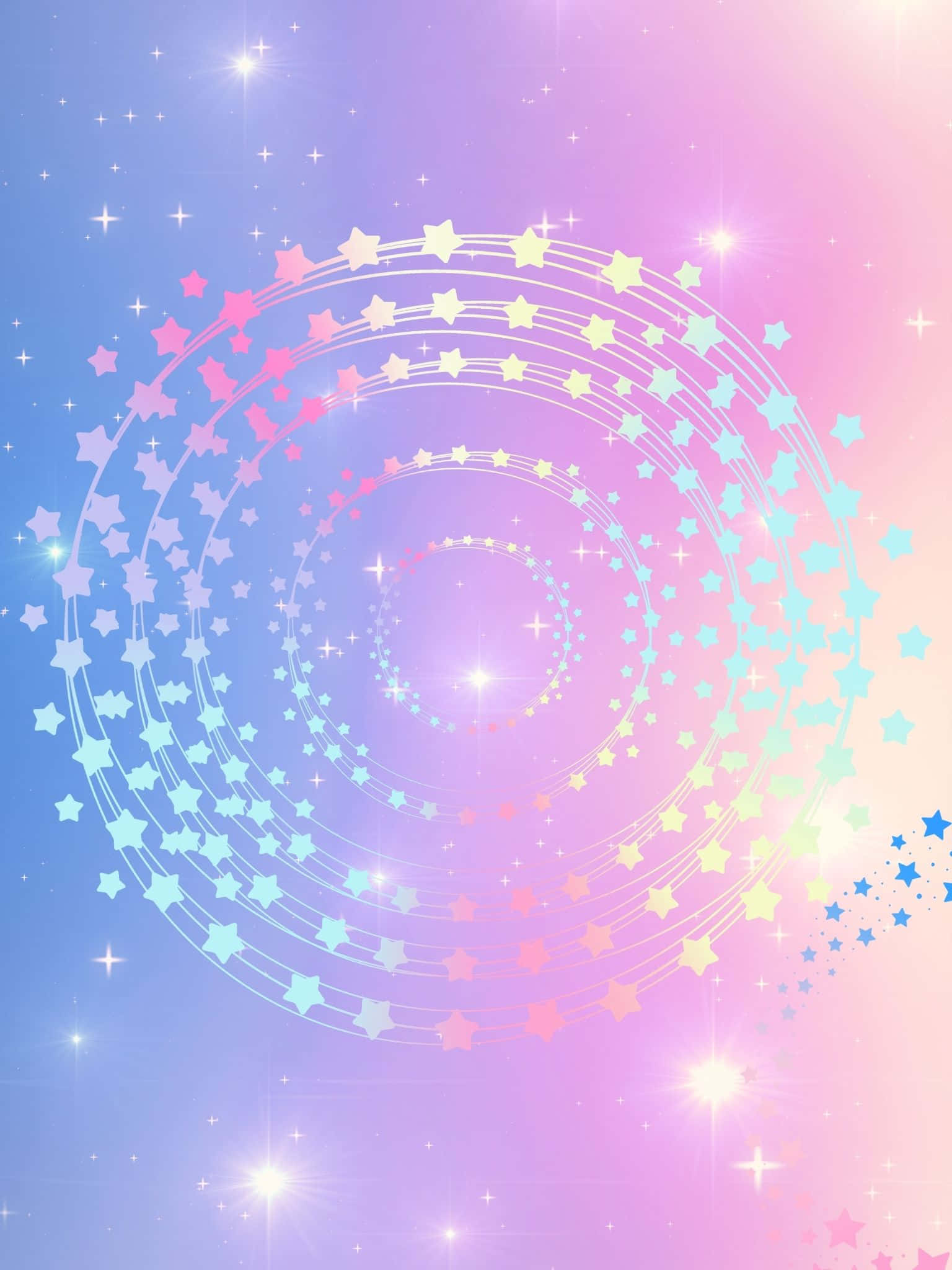 粉紅與藍色背景配上星星圖案 壁紙