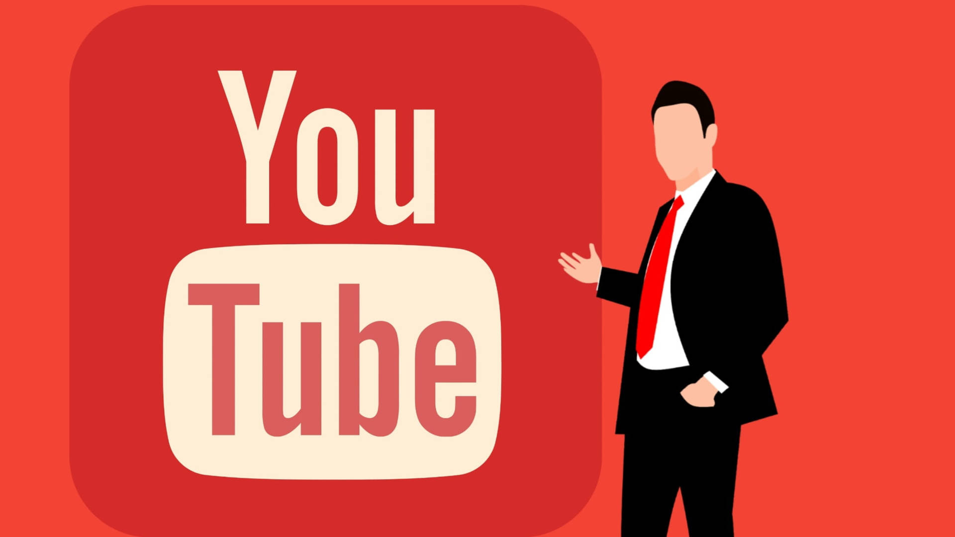 商人以平面插圖風格展示YouTube標誌。